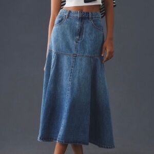 Mare x Anthropologie Denim Flounce Skirt Sz M
